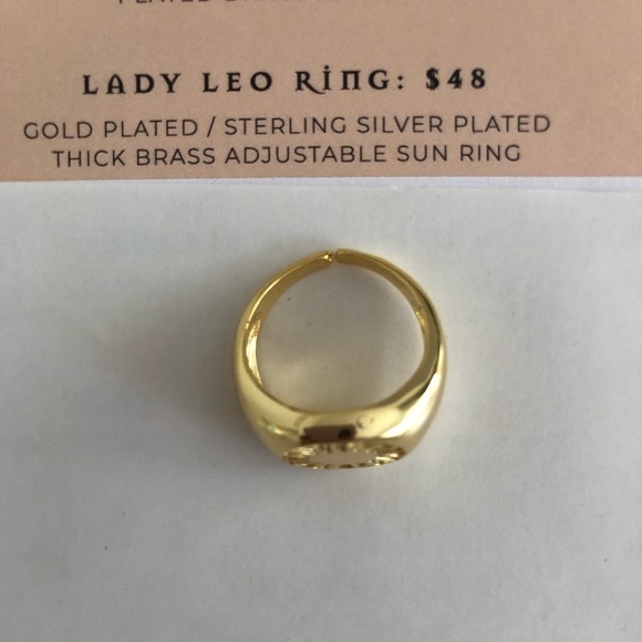 XIO designer Lady Leo adjustable Ring Gold plated adjustable size 6-9 Bold Sun - Picture 7 of 9